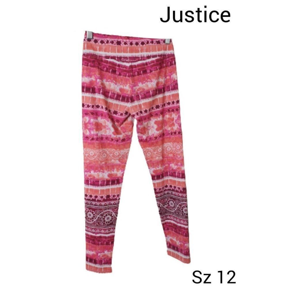Justice Active Leggings Size 12 Girls Multicolor Print Casual Pants 12 clearance